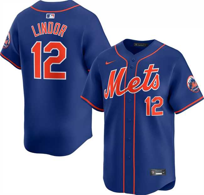 Men's New York Mets #12 Francisco Lindor Royal 2024 Alternate Limited Stitched Jersey Dzhi,We sell and wholesale Men's New York Mets #12 Francisco Lindor Royal 2024 Alternate Limited Stitched Jersey Dzhi on line form chian!
